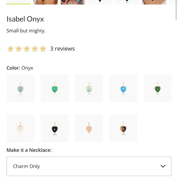 Thatch jewelry Isabella 1 pendant or charm only in the onyx with cubic zirconia - Picture 3 of 3